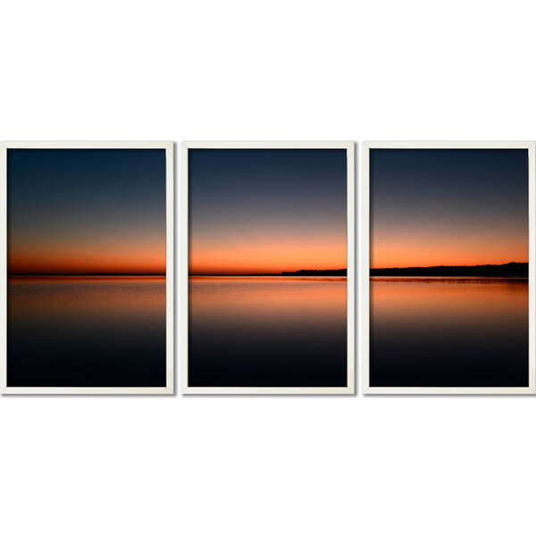 Conjunto Quadros Paisagem Noturna Sem Vidro Branco