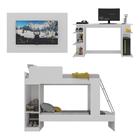 Conjunto Quarto Beliche Com Colchão E Mesa Gamer/painel Tv At