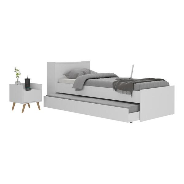 Conjunto Quarto Bicama Com Baú E Mesa De Cabeceira Retrô Mult