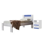 Conjunto Quarto Cama Com Mesa Shiva Branco Flex Rosa/azul Com