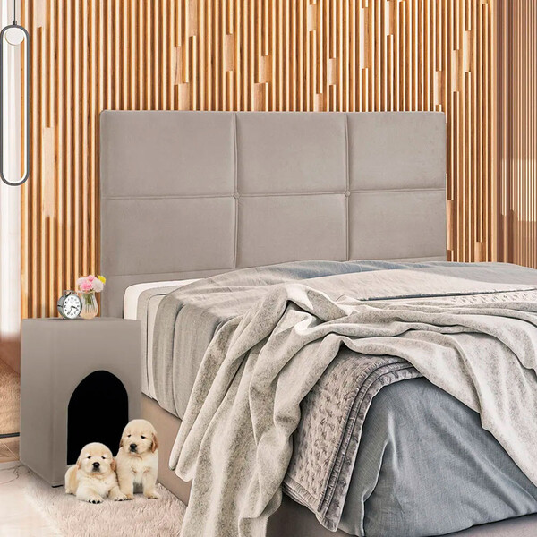 Conjunto Quarto Casal Cabeceira 138 Cm E Cama Pet Material Si