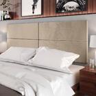 Conjunto Quarto Casal Cabeceira Estofada Bege Cama Box 1,40 E