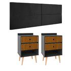 Conjunto Quarto Casal Cabeceira Estofada Cama Box 1,40 E Kit