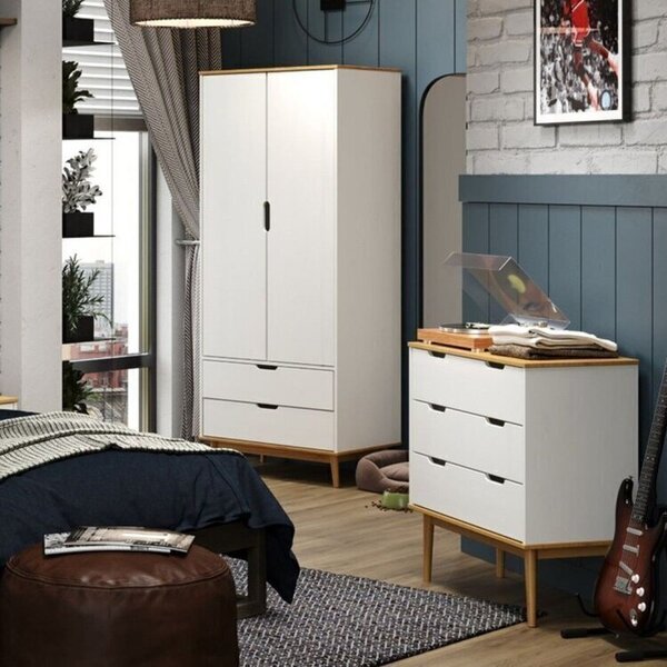 Conjunto Quarto Com Armário 2 Portas 2 Gavetas E Cômoda 3 Gav