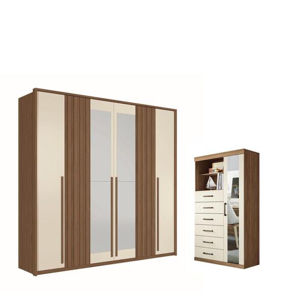 Conjunto Quarto Com Espelho Anhanguera Jatoba Areia