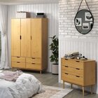 Conjunto Quarto Com Guarda-roupa 3 Portas 4 Gavetas E Cômoda