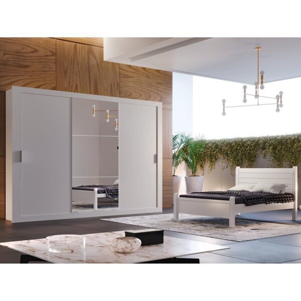 Conjunto Quarto Completo Guarda Roupa Com Espelho 3 Portas 1