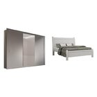 Conjunto Quarto Completo Guarda Roupa Com Espelho 3 Portas 1