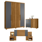 Conjunto Quarto Completo Leicester Freijó Cinza