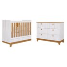 Conjunto Quarto De Bebê 1 Berço 1 Cômoda 6 Gavetas Chantilly