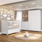 Conjunto Quarto De Bebê Berço 3x1, Guarda-roupa E Cômoda Napo