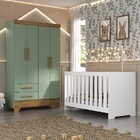 Conjunto Quarto De Bebê Colorir Guarda Roupas 4 Portas E Berç