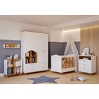 Conjunto Quarto De Bebê Completo Berço 2 Em 1 Cômoda Estante