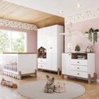 Conjunto Quarto De Bebê Completo Berço 2 Em 1, Guarda-roupa E