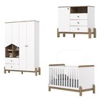 Conjunto Quarto De Bebê Completo Berço 2 Em 1, Guarda-roupa E