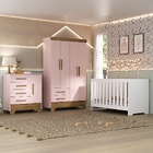 Conjunto Quarto De Bebê Completo Branco/rosa Colorir - Moville