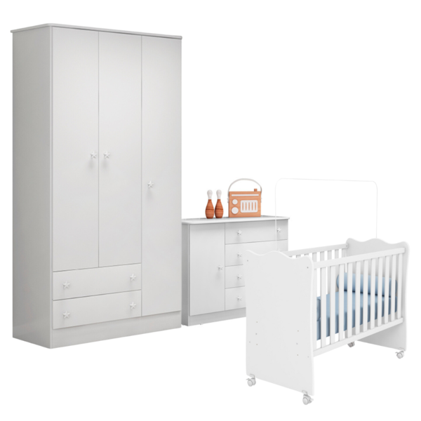 Conjunto Quarto De Bebê Completo México Branco Branco