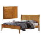 Conjunto Quarto De Casal Cama 140cm E Cômoda 5 Gavetas Com Sa
