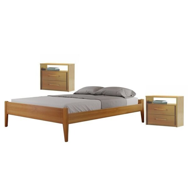 Conjunto Quarto De Casal Cama Em Madeira Maciça Com 2 Mesas D