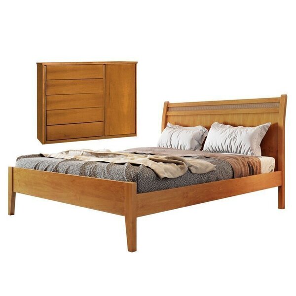 Conjunto Quarto De Casal Cama Queen 160cm Em Madeira Maciça E