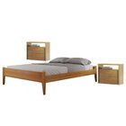Conjunto Quarto De Casal Cama Queen Madeira Maciça E 2 Mesas