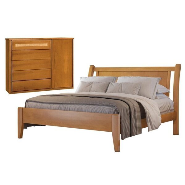Conjunto Quarto De Casal Cama Queen Madeira Maciça E Cômoda 5