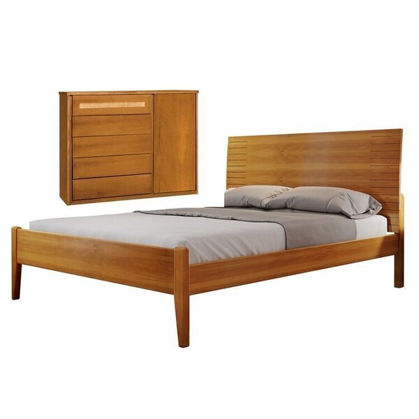 Conjunto Quarto De Casal Cama Queen Madeira Maciça E Cômoda 5
