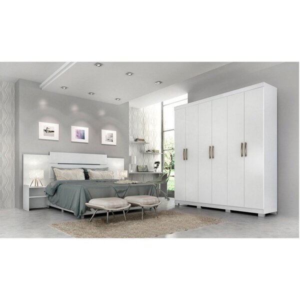 Conjunto Quarto De Casal Com Guarda Roupa 6 Portas Clara Cabe