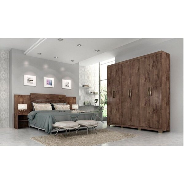 Conjunto Quarto De Casal Com Guarda Roupa 6 Portas Clara Cabe
