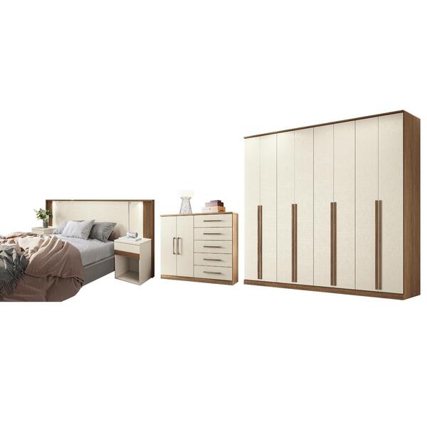 Conjunto Quarto De Casal Completo Cayla Jatobá Areia