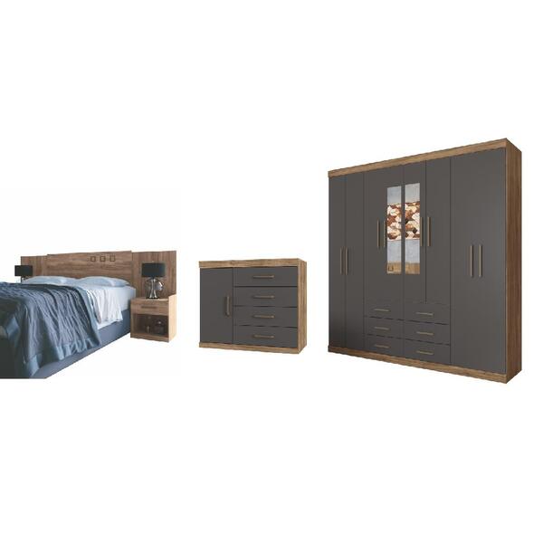 Conjunto Quarto De Casal Completo Com Espelho Colorado Atacam