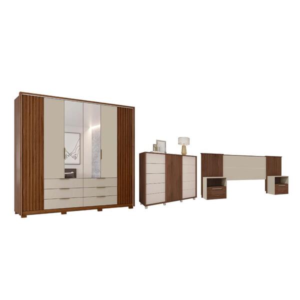 Conjunto Quarto De Casal Completo Com Espelho Tyr Havana Off