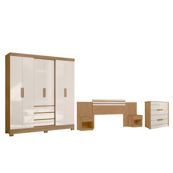 Conjunto Quarto De Casal Completo Hvar Freijó Off White