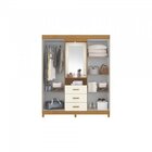 Conjunto Quarto De Casal Guarda Roupa Com Espelho 4 Portas E