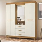 Conjunto Quarto De Casal Guarda-roupa Com Espelho 4 Portas E