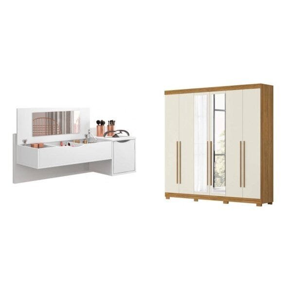 Conjunto Quarto De Casal Guarda-roupa Com Espelho Belém Pente