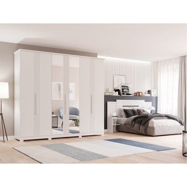 Conjunto Quarto De Casal Guarda Roupa Com Espelho Itaúnas Cab