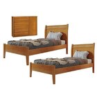 Conjunto Quarto De Solteiro 2 Camas De 90cm E Cômoda 5 Gaveta