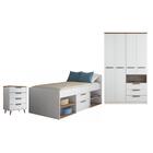 Conjunto Quarto De Solteiro Completo Doha Branco Jatobá