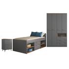 Conjunto Quarto De Solteiro Completo Doha Grafite Jatobá