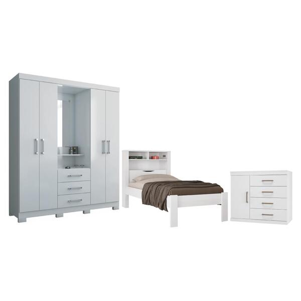 Conjunto Quarto De Solteiro Completo Palau Branco