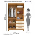 Conjunto Quarto De Solteiro Guarda-roupa Com Espelho 6 Portas