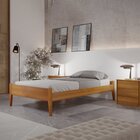 Conjunto Quarto De Solteiro Madeira Maciça Cama Sem Cabeceira