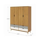 Conjunto Quarto Em Madeira Maciça Guarda-roupa 4 Portas E Côm