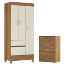 Conjunto Quarto Guarda Roupa E Comoda Fabi Amendola Off-white