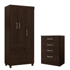 Conjunto Quarto Guarda Roupa E Comoda Fabi Ebano