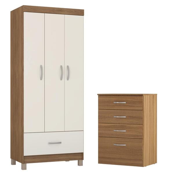 Conjunto Quarto Guarda Roupa E Comoda Jones Amendola Off-white