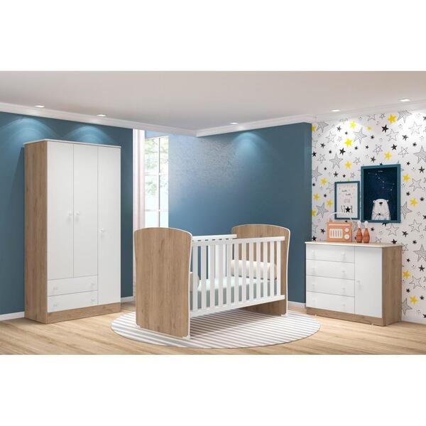 Conjunto Quarto Infantil Ben Carvalho Rústico Branco