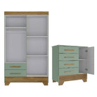 Conjunto Quarto Infantil Colorir Guarda Roupas 4 Portas E Côm