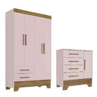 Conjunto Quarto Infantil Colorir Guarda Roupas 4 Portas E Côm